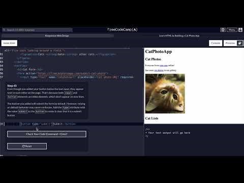FreeCodeCamp - Responsive Web Design - Step 45 of 71 - Learn HTML by Building a Cat Photo App