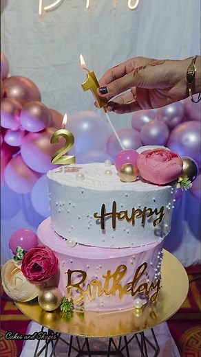 Elegant 21st Birthday Cake 💖✨ | Pink & Gold Theme Cake Design #21stBirthday #Shorts