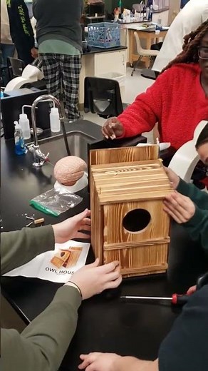 Screech owl box roof assembly line A2 #owls