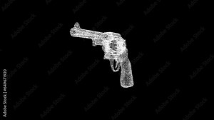 3D Revolver rotates on black background. Retro weapon concept. Weapons of the Wild West. Business advertising backdrop. For title, text, presentation. 3d animation 60 FPS