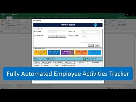 Fully Automated Employee Activities Tracker - Excel Based Premium Utility Tool