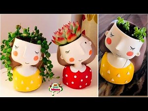 Best out of waste bottle | Cute doll with pots | Planter with plastic bottle | Arush diy craft ideas