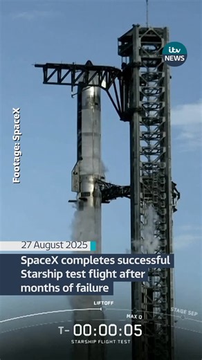 SpaceX has carried out a successful test launch of its Starship spacecraft after a series of failed flights of the world’s biggest and most powerful rocket. #itvnews #space #spacex | ITV News
