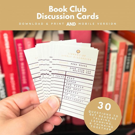 Book Club Conversation Cards Printable, 30 Book Club Discussion Cards, Book Club Conversation Starters, Book Club Prompts and Question Guide - Etsy
