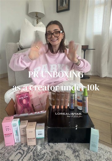 Realistic PR unboxing as a creator under 10k! THANK SO SO MUCH TO ALL THESE AMAZING BRANDS 😭🤍 @SkinCeuticals @L’Oréal Paris @GARNIER @skingym @anua_global @LaRochePosayUS #prunboxing #prhaul #smallcreators #unboxinghaul #prgifted