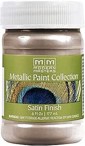 6 oz Modern Masters ME221 Warm Silver Metallic Paint Collection, Satin Water-Based Decorative Metallic Paint