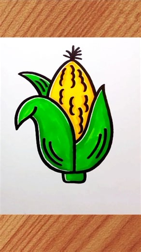 Easy Art Club on Instagram: "Corn drawing tutorial easy 🌽😍✨️💕 #sketch #kids #painting #easydrawing #art"