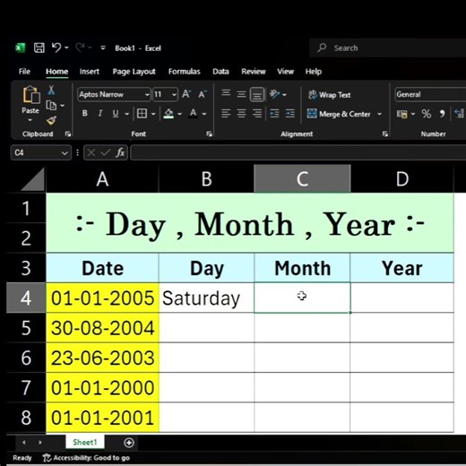 ​Excel Magic: Extract Day, Month, Year ✨​1 Minute Excel Trick! ⏳​Master the TEXT Formula in Excel 📊