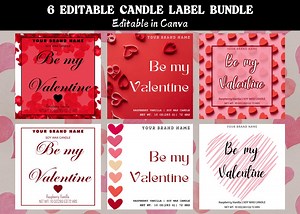 Custom Candle Stickers Set for Valentine's: Editable Labels for a Unique Touch - Etsy
