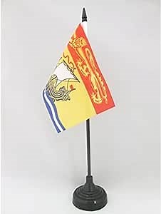 New Brunswick Table Flag 4'' x 6'' - Canada - Canadian region of New Brunswick Desk Flag 15 x 10 cm - Black plastic stick and base - AZ FLAG