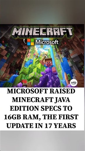 Microsoft raises Minecraft Java Edition recommended specs to 16GB.