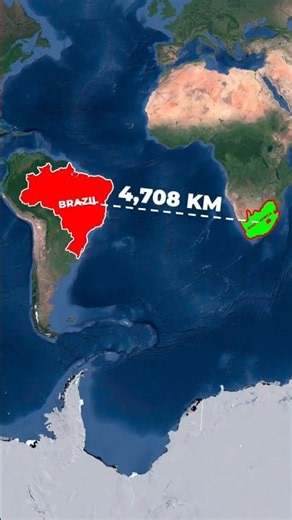 The Distance between Brazil to South Africa #WorldMaps #MapAnimation #Brazil #SouthAfrica #shorts
