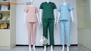 Doctor Operating Gown Scrubs Uniform Surgical Operating Room Medical Nurse Scrubs Top Straight-leg Pants Solid Color Scrubs Suit