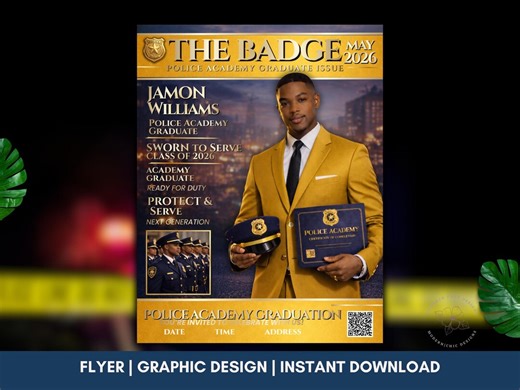 Gold Police Academy Graduation Magazine Invitation Template, Editable Canva Police Grad Announcement Poster, Law Enforcement Celebration - Etsy Canada