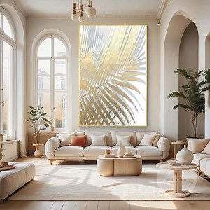 Gold Leaf Abstract Painting: Textured Metallic Palm, Modern Nature Canvas - Etsy