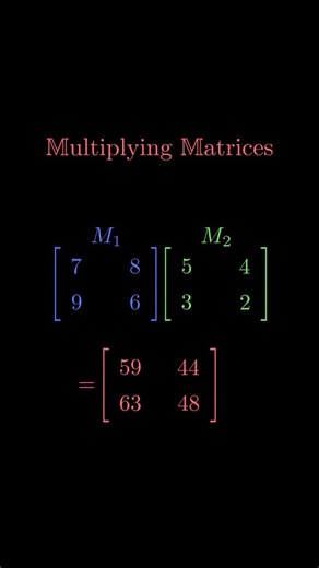mathswithmuza on Instagram: "Multiplying matrices is a way of combining two grids of numbers to represent a sequence of actions rather than a simple element-by-element operation. When you multiply matrices, the order matters because each matrix represents a transformation, and changing the order changes the outcome. The key requirement is that the number of columns in the first matrix must match the number of rows in the second. Each entry in the resulting matrix is found by taking a row from th