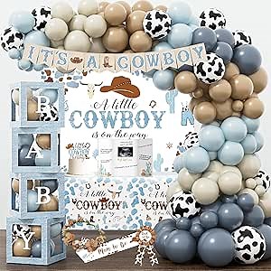 Cowboy Baby Shower Decorations Party Supplies for Boy, A Little Cowboy is on the Way Decorations, Western Baby Shower Decor, Cowboy Rodeo Baby Shower