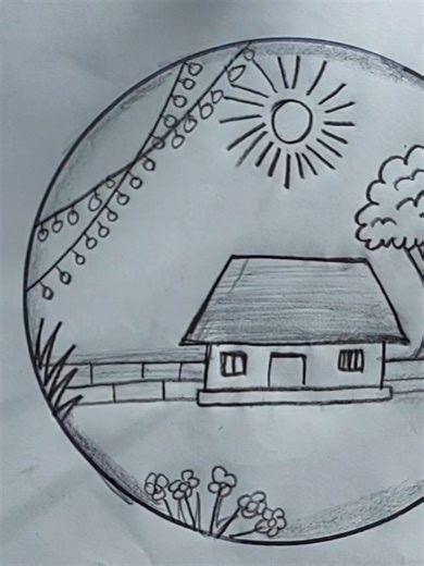 circle scenary drawing easy