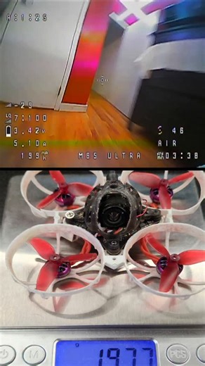 Dustin Martinez on Instagram: "This beats my air65 with 40000kv. Meteor75 frame, modded mob6 canopy. C03 with 3d printed adaptor. Webleedfpv 32000kv motors. Hqprop 35mm 3blade. This things a rocket. I can't even use more 50% throttle indoors. #fpv #drone #tinywhoop"