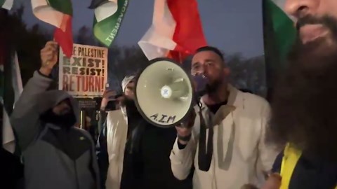 Pro-Palestine protesters gather outside stadium in Birmingham ahead of Villa v Tel Aviv game