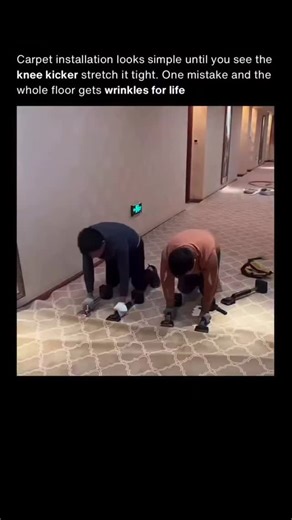 sci || tech || history on Instagram: "Carpet installation is way more technical than most people realize, and getting it to look perfectly smooth takes a mix of strength, precision, and the right tools. Before anything is cut or locked in, the installer has to make sure the carpet will sit tight across the entire room without loose spots or ripples. That’s where the knee kicker comes in. It’s a specialized tool with a padded end that the installer bumps with their knee to push and stretch the ca