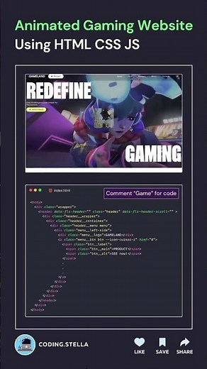 animated gaming website using html css js ✔️#trending #coding