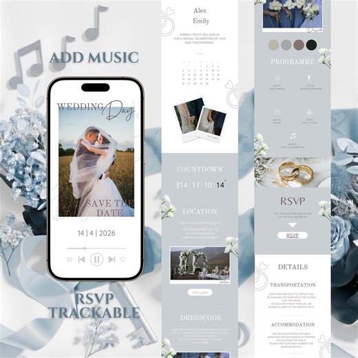 Digital Wedding Invitation With Countdown, Customizable Rsvp Template for Your Online Wedding Announcement, Template for Modern Weddings - Etsy