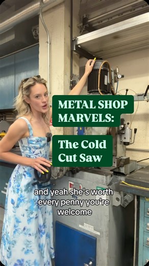 Alexandra McNamara on Instagram: "Kicking off my new series: Metal Shop Marvels—where I break down the big, intimidating tools in the metal shop that nobody ever teaches you how to use… until now. First up? The cold cut saw. This isn’t your average chop saw. It doesn’t spark. It doesn’t scream. And it won’t leave your steel edges looking like they survived a car crash. Cold cut saws use a carbide-tipped blade spinning at low RPMs to slice through mild steel, aluminum, and angle iron—cool to the 