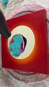 The white-looking base puddle is actually clear pouring medium! I’m waiting to see if the red and yellow colours will come through the top layer when it dries. I’m not expecting the structure to hold as clear bases don’t have the same stability as a white base but it’s a fun experiment! I’ll show the dried results tomorrow ☺️✌🏼 #transparent #paint #experiment | Sheleeart