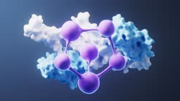 Biological protein and molecule, 3d rendering. Motion graphic.
