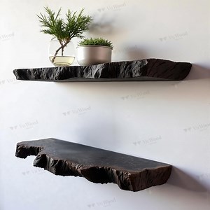 Handmade Black Wooden Floating Shelves for Rustic & Modern Wall Decor Live Edge Wall Shelf - Etsy