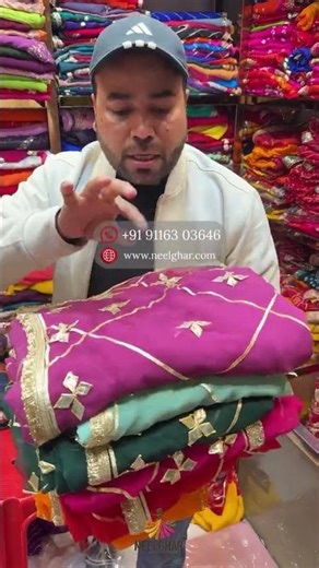 “Elegant Kaccha Gotta Saree 💖 Soft Georgette Fabric | Full Heavy Work Look 😍✨”