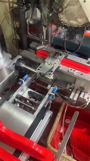 High Speed Plastic Injection Molding Machine Producing Red Parts Nonstop #plastic #factory #shorts