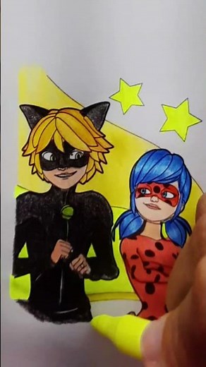 Miraculous Ladybug colorindo | Cartoons for children | COLORINDO Cat Noir vídeos kids #SHORTS