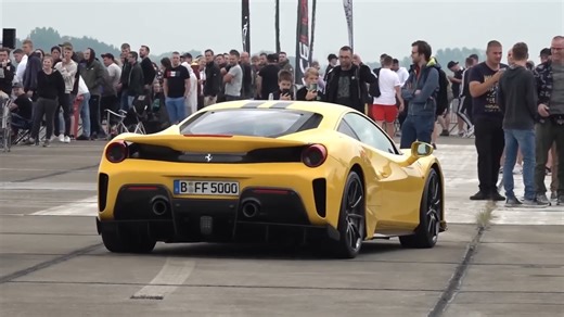 Brutal Ferrari 488 Pista sound stuns the crowd