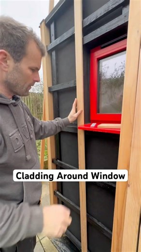 Cedar cladding around Window 🔨🏡 #construction#homeimprovement#diy#carpenter#carpentry#uk#building