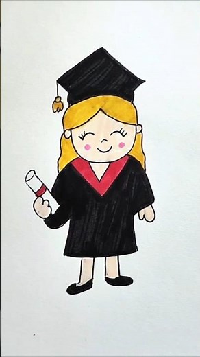 How to Draw a Cute Graduated Girl 👩‍🎓|Step by Step Drawing for Kids #shorts#kids#drawing #howtodraw