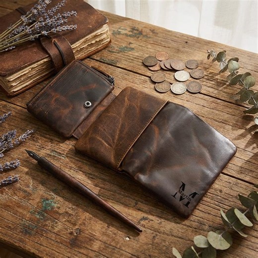 Custom Men's Leather Wallet, Personalized Trifold Wallet, Handmade Full Grain Leather, Gift for Him, Boyfriend, Dad, Husband - Etsy