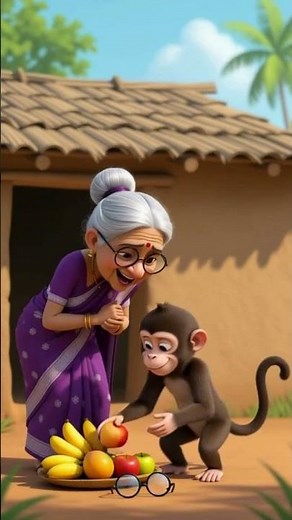 The Monkey and the Old Woman | Funny AI Cartoon Story #monkey #story #cartoon #kahaniyan #ai