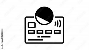 debit electronic money card animated line icon. debit electronic money card sign. isolated on white background