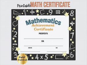 Math Certificate Award of Recognition Template, Editable PDF Digital Download Math Classroom Award, End of the Year Award - Etsy UK