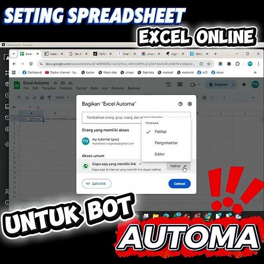 ✅Cara Setting Spreadsheet / Excel Online agar bisa di akses untuk #automa (Alternatif Imacros)