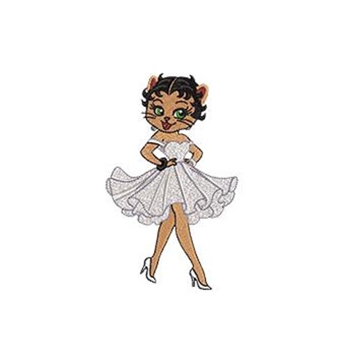 White Dress Kitty Machine Embroidery Design: Cat Style Betty Boop (5 Sizes, 8 Formats Digital File) Instant Download - Etsy