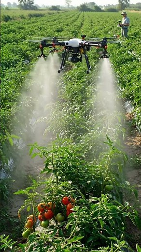 High-Tech Drone Spraying in Tomato Field 🚁| Smart Farming in India | New Agriculture Technology 2025