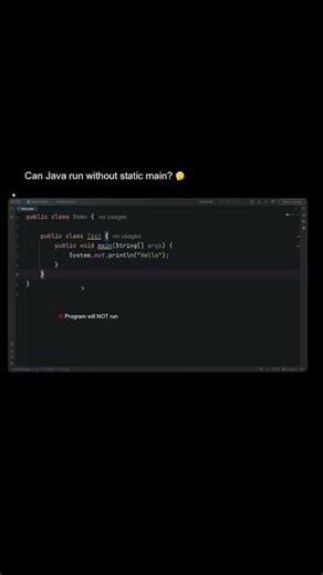 What Happens If static is Removed from main()? #shorts #preploop