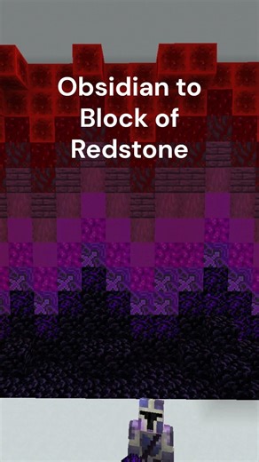 Obsidian to Block of Redstone, Minecraft Wall Gradient #minecraft #shortvideo #shorts #short #video