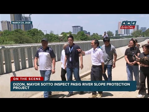 LOOK: DPWH Sec. Vince Dizon, Mayor Vico Sotto inspect Pasig river slope protection project | ANC