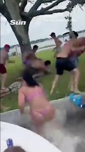 Shocking moment wild broad daylight brawl breaks out in front of families at Florida lake