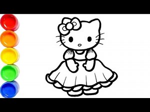 Learn Cute Hello Kitty 🐷 🌈 Drawing Painting Colouring for kids Toddlers Easy step by step Drawing...
