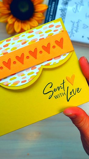 This Wrap-Around fun fold card is so cool! I love how you open the flaps to reveal a message inside. I used Stampin' Up!'s Fancy Borders bundle to create the super cute belly band and curved flap. Did you see the hearts on the inside flap of the card, too? So precious! Did you see how the Belly Band didn't quite fit around the card? My fix was to use a scrap of paper - with a cute heart on it, of course - to bridge the gap. Don't you love that little detail? You'd never know it was covering a mi